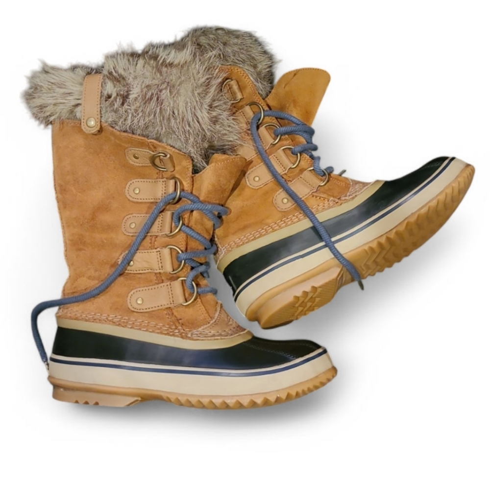 Women's Sorel Joan Of Arc Suede & Leather Winter Boots With Fur Trim 6.5 - Picture 8 of 16